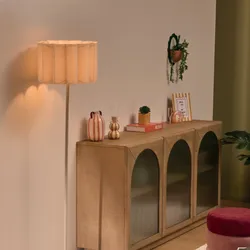 Piantana 150h cm in metallo e paralume a fiore tortora - Sucre