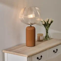 Lampada da tavolo 46h cm in ceramica color terracotta e vetro - Chloy