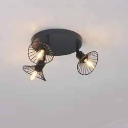 Lampada 3 spot orientabili 25x16h cm in acciaio nero - Adela