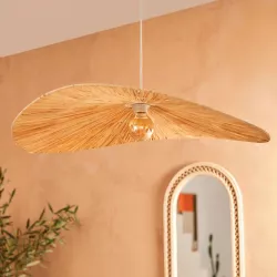 Lampada sospesa rotonda 78 cm in rafia naturale