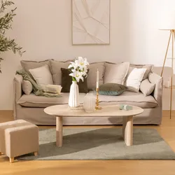 Tavolino 120x40h cm in legno effetto travertino beige - Thayla