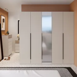 Armadio battente 230x223h cm cashmere opaco con 5 ante e specchio - Noiba