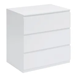 Cassettiera 78x78h cm bianco opaco con 3 cassetti - Ashlin