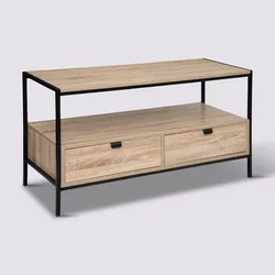 Mobile porta tv 100x54h cm effetto rovere e acciaio nero con 2 cassetti - Emyl