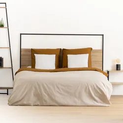 Testata per letto matrimoniale 165 cm in acciaio nero ed effetto rovere - Emyl