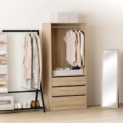 Cabina armadio 80x180h cm effetto rovere con 3 cassetti e asta appendiabiti - Ashlin