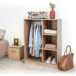 Cabina armadio bassa 78x109h cm effetto rovere con vani e asta appendiabiti - Ashlin