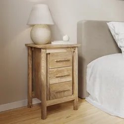 Comodino 40x60h cm legno di mango naturale con 3 cassetti - Eclisse