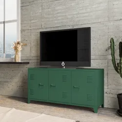 Mobile porta tv 120x60h cm in acciaio verniciato verde con 3 ante - Easton