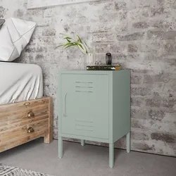 Comodino 40x60h cm in acciaio verniciato verde salvia con 1 anta - Easton