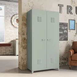 Armadio 90x180h cm in acciaio verniciato verde salvia con 2 ante - Easton