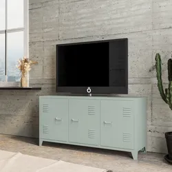 Mobile porta tv 120x60h cm in acciaio verniciato verde salvia con 3 ante - Easton