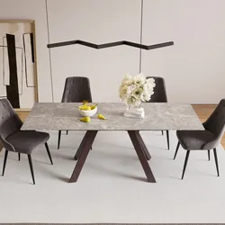 Tavolo allungabile 140-200x80 cm con top effetto marmo bronzo opaco e gambe in metallo - Daryl