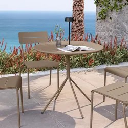 Tavolo da giardino rotondo 80 cm in acciaio tortora - Spezia