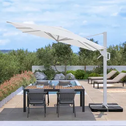 Ombrellone 3x3 m con palo laterale in alluminio e telo in poliestere bianco - Porto Cervo