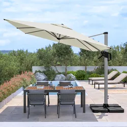 Ombrellone 3x4 m con palo laterale in alluminio silver e telo in poliestere ecrù - Porto Cervo