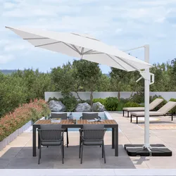 Ombrellone 3x4 m con palo laterale in alluminio e telo in poliestere bianco - Porto Cervo