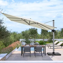 Ombrellone 4x4 m con palo laterale in alluminio silver e telo in poliestere ecrù - Porto Cervo