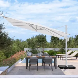 Ombrellone 4x4 m con palo laterale in alluminio e telo in poliestere bianco - Porto Cervo