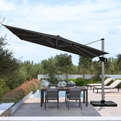 Ombrellone 4x4 m con palo laterale in alluminio silver e telo in poliestere antracite - Porto Cervo