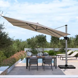 Ombrellone 4x4 m con palo laterale in alluminio silver e telo in poliestere tortora - Porto Cervo