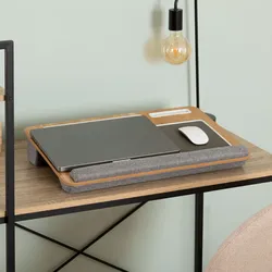 Supporto per computer 56x38 cm in legno con tappetino portatablet e portacellulare