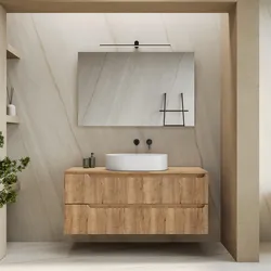 Mobile bagno sospeso 120 cm rovere acero cannettato con top - Konai plus
