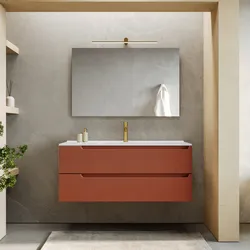 Mobile bagno sospeso 120 cm terracotta cannettato con lavabo - Konai plus