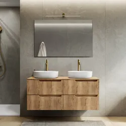 Mobile bagno sospeso 120 cm 4 cassetti rovere acero cannettato con top - Konai plus