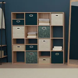 Libreria 136x136h cm effetto rovere naturale con 16 vani - Unify