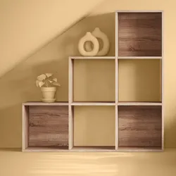 Libreria a scala 102x102h cm effetto rovere naturale con 6 vani - Unify