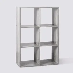 Libreria 68x101h cm effetto rovere grigio con 6 vani - Unify