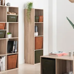 Libreria 35x134h cm effetto rovere naturale con 4 vani - Unify