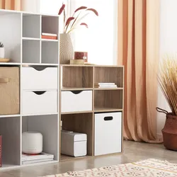 Libreria 68x68h cm effetto rovere naturale con 4 vani - Unify