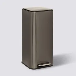 Pattumiera 30 litri quadrata in metallo nero satinato con coperchio e pedale - Thalor