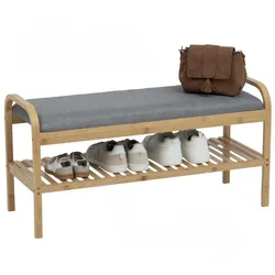 Panca 90x45h cm in bambù naturale con scarpiera