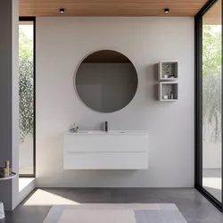 Mobile bagno sospeso 120 cm bianco opaco cannettato con lavabo e specchio - Gaia