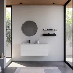 Mobile bagno sospeso 120 cm bianco opaco cannettato con lavabo sx e specchio - Gaia