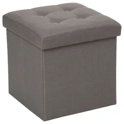 Pouf contenitore pieghevole 38x38 cm in tessuto tortora - Blyde