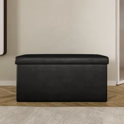 Panca contenitore pieghevole 77x38 cm in similpelle nero - Tessy