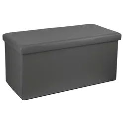 Panca contenitore pieghevole 77x38 cm in similpelle grigio - Tessy