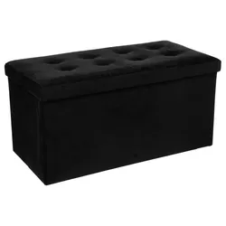 Panca contenitore pieghevole 77x38 cm in velluto nero - Blyde