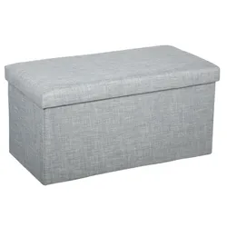 Panca contenitore pieghevole 77x38 cm in tessuto grigio chiaro - Tessy