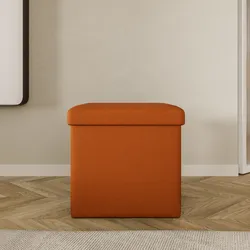 Pouf contenitore pieghevole 38x38 cm in tessuto terracotta - Tessy