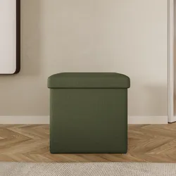 Pouf contenitore pieghevole 38x38 cm in tessuto verde - Tessy