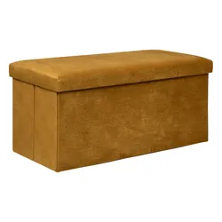 Panca contenitore pieghevole 77x38 cm in tessuto ocra - Tessy