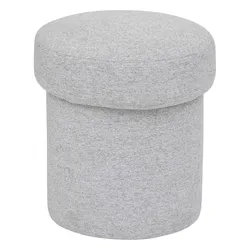 Pouf rotondo 37 cm in tessuto melange grigio chiaro - Syros
