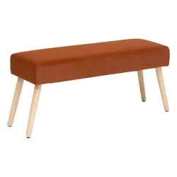 Panca 100x36 cm in velluto terracotta con gambe in legno - Manchester