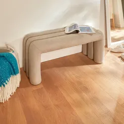 Panca 102x42 cm design ad arco in tessuto effetto maglia beige - Cisco