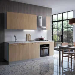 Cucina lineare 240 cm reversibile bianco e rovere top 40 mm bianco effetto marmo anta lavastoviglie - Domy